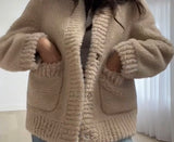 Teddy shearling cardigan- Tan