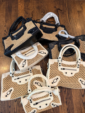 Mini satchel Rafia leather bag