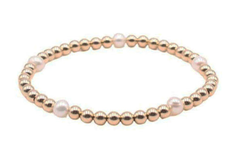 Pearl and Gold Filled Bead Bracelet