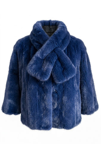 Navy faux fur cape jacket