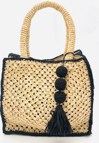 Crochet Handbag with Sphere Tassel Charm