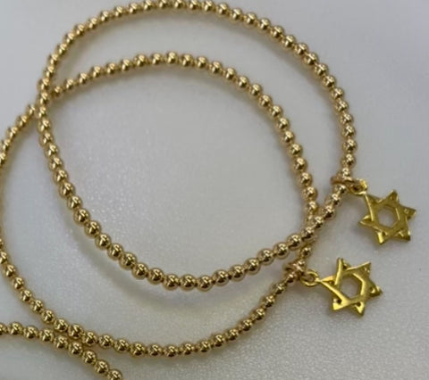 Gold filled Star of David - ball bead bracelet