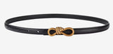 Brushed Gold Knot thin leather belt
