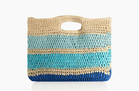Turquoise straw tote