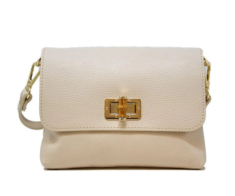 Leather clutch and crossbody- beige