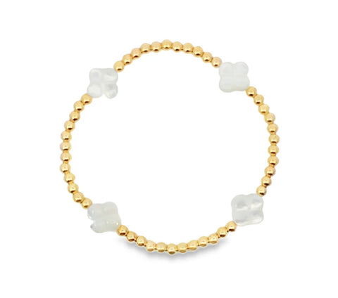 Mother of pearl flower bracelet- gold filled