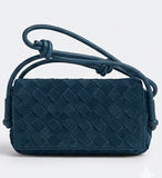 Suede adjustable woven handbag
