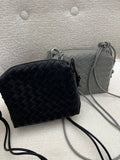 Large leather woven square handbag