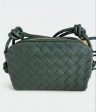 Small leather woven crossbody - square
