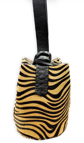 Zebra print cowhide wristlet by Volta