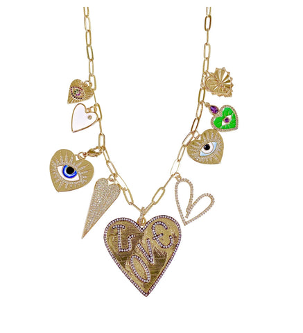 Heart eye charm necklace
