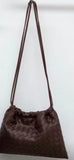 Leather woven cinch bag