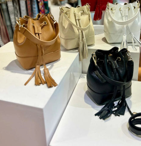 Leather bucket bag