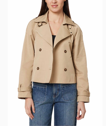 Cropped belted trench jacket