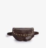 Espresso studded belt/crossbody bag