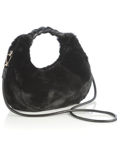 Black Faux fur mini hobo