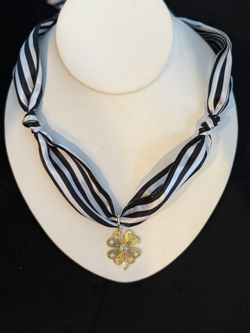 Clover charm scarf necklace
