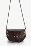 Espresso studded belt/crossbody bag