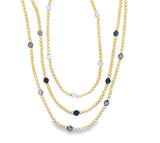 Gold Filled and Pave CZ Layered Beaded Necklace - clear pave