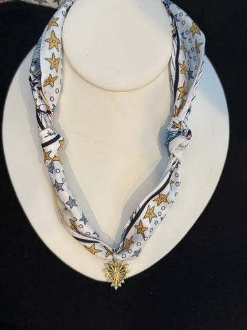 Heart charm on star scarf necklace