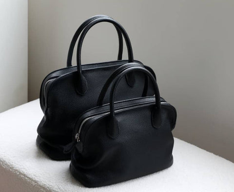 Black leather top handle