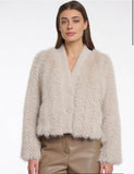 Faux fur shirt jacket - cream