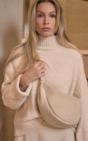 Cream faux fur vegan sling