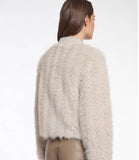 Faux fur shirt jacket - cream