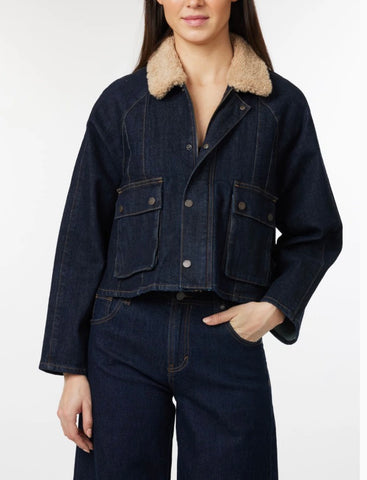 Cropped denim barn jacket