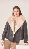 Faux shearling black with cream faux fur