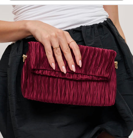 Fold over silk clutch