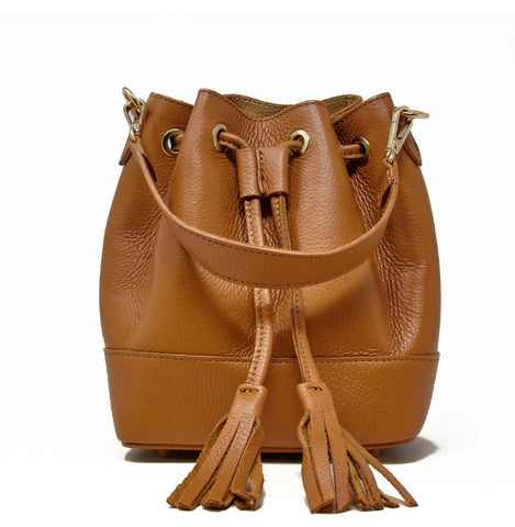Leather bucket bag