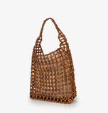 Brown beaded shoulder bag