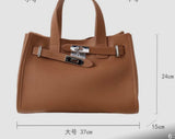 Leather tote- turn lock closure