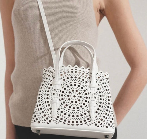 Laser cut leather bag - small