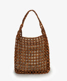 Brown beaded shoulder bag