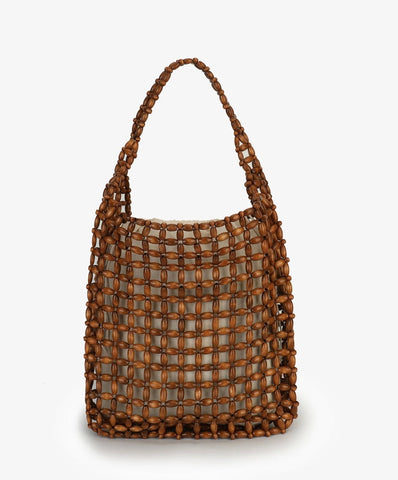 Brown beaded shoulder bag