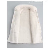 Fox fur knee length jacket - cream