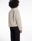 Faux fur button jacket - stone