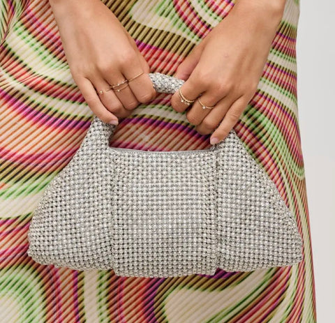 Rhinestone top handle clutch