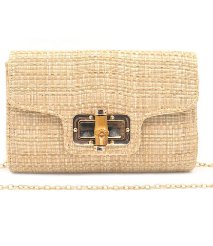 Natural and Tortoise Square clutch