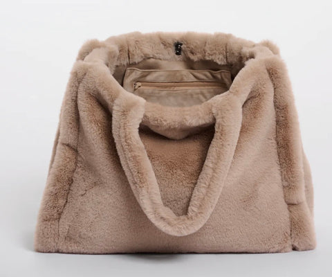 Faux fur shopper - Oat