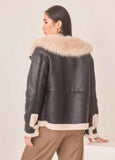 Faux shearling black with cream faux fur