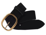Cowhide suede belt with oval buckle - small
