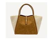 Aspen Faux suede and Sherpa tote- brown
