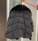 Puffer jacket with black fox fur