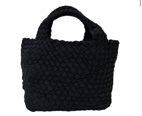 Neoprene small woven bag black - crossbody