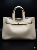 Leather tote- turn lock closure