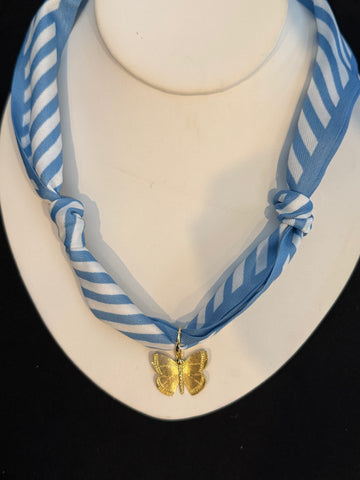 Butterfly charm scarf necklace
