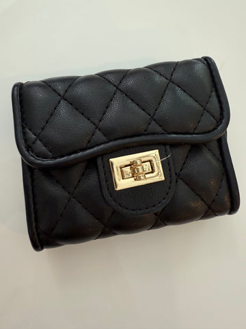 Black quilted card case